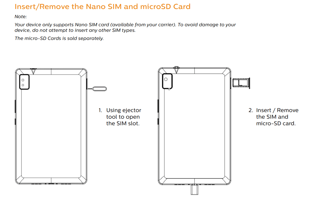 Insert/Remove Nano SIM Card and microSD Card