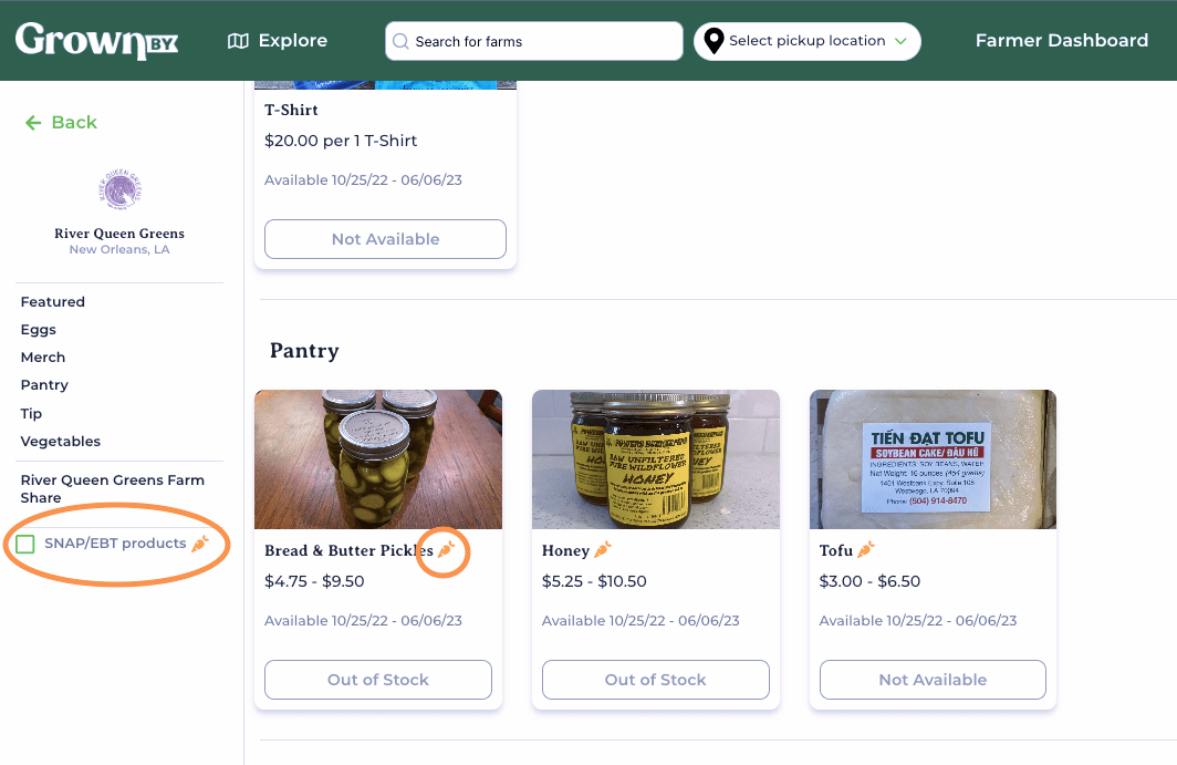 Create an EBT/SNAPEligible Product