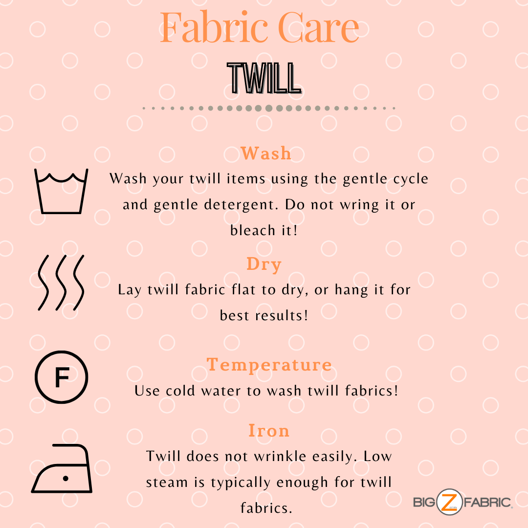 Twill Fabric Cleaning and Care Instructions