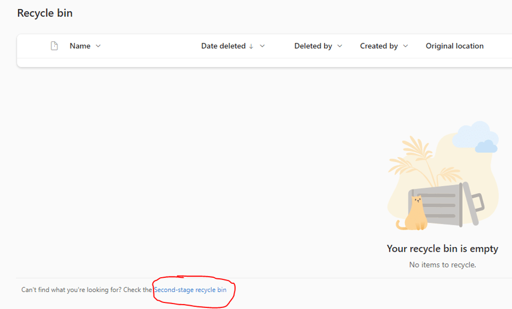 OneDrive Recyle Bin and Second Stage Recycle Bin