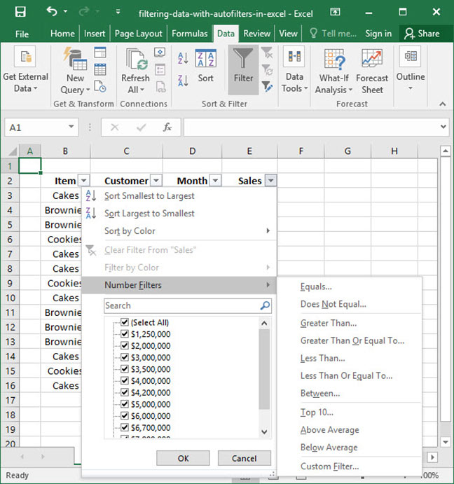 Filtering Data With Autofilters in Excel Deskbright