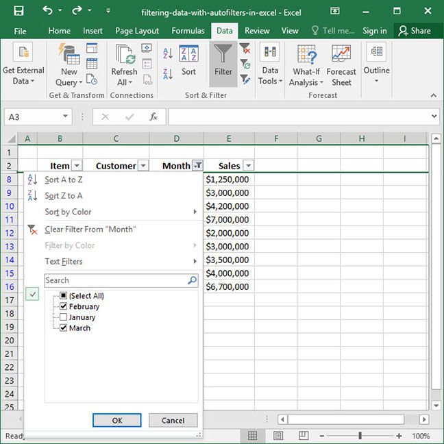 Filtering Data With Autofilters in Excel Deskbright