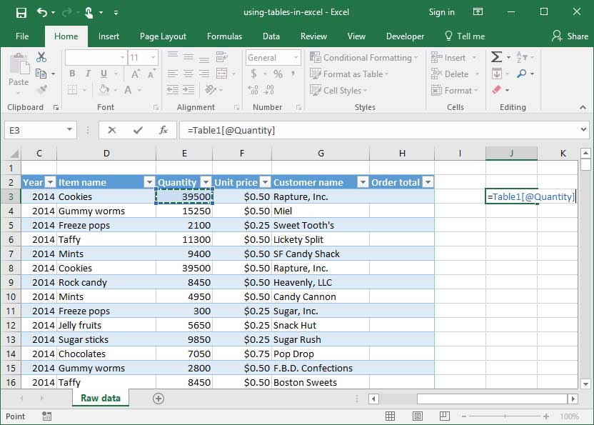 Using Tables in Excel Deskbright