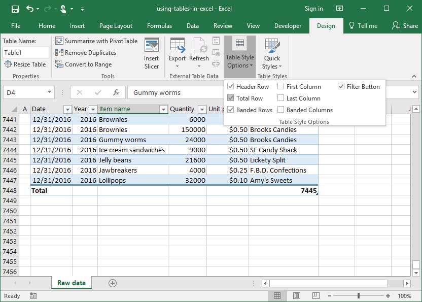 Excel how many rows in a table thedamer