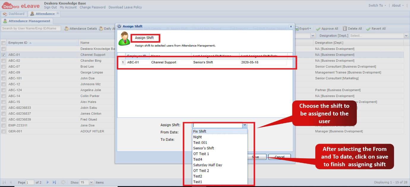 Shift Management Assign Shifts Deskera Help Centre