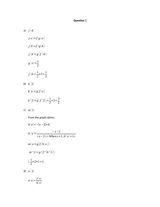 Calculus Assignment: Derivatives, Graphs, and Applications