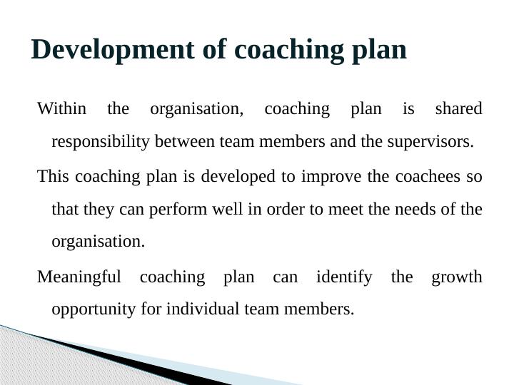 Coaching Plan for Team Development Principles, Communication Techniques, Learning Strategies