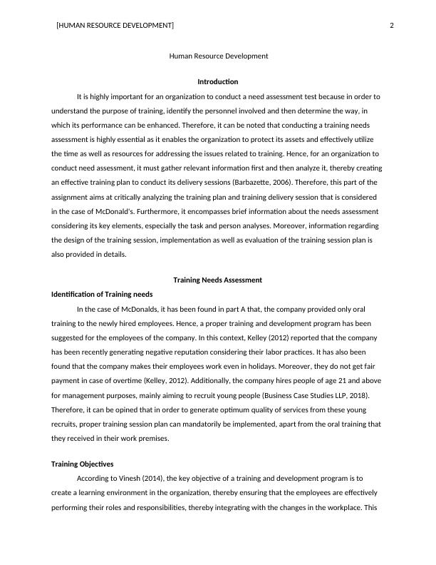 Human Resource Development for McDonald's A Critical Analysis