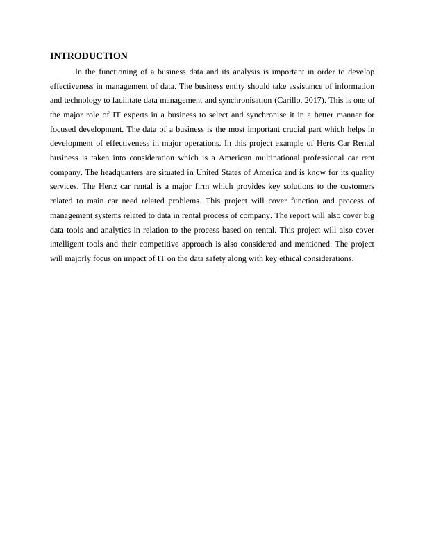 Intelligence Tools for Rental Process of Hertz Car Rental Company