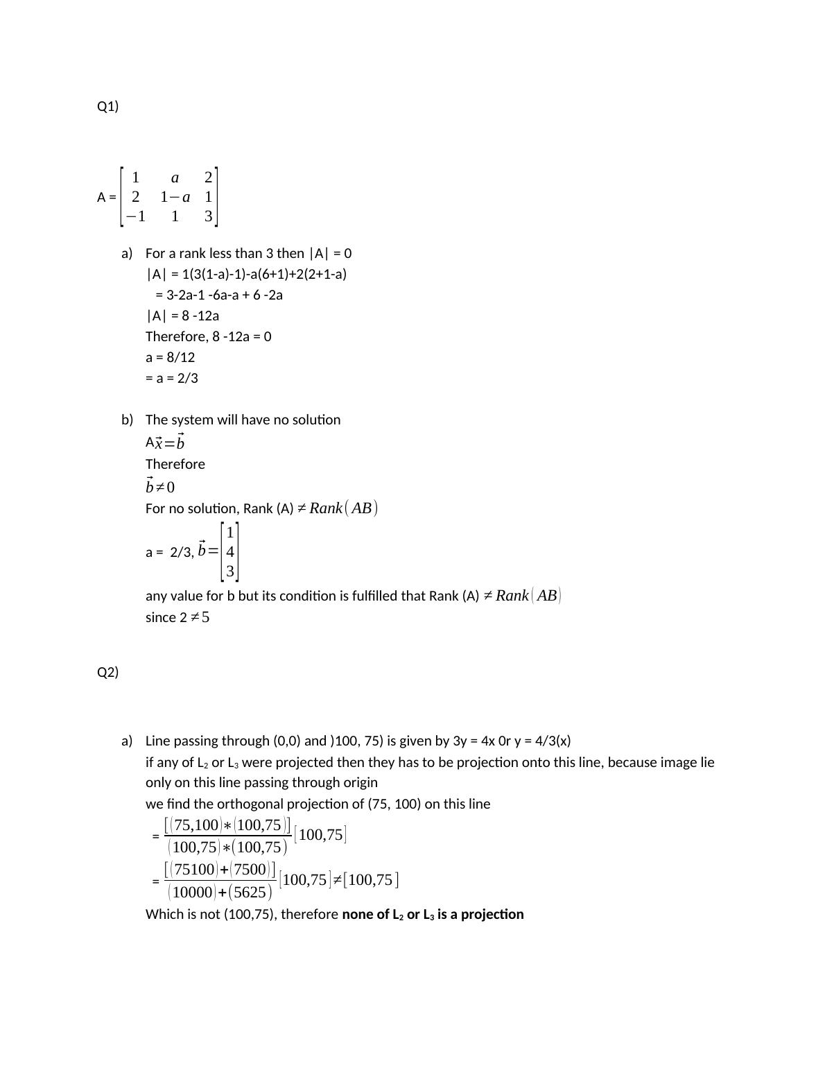 Solved problems on linear algebra and geometry Desklib