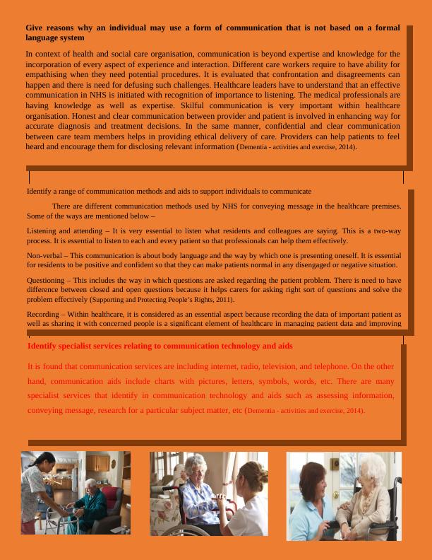 Supporting Individuals with Specific Communication Needs in Health and