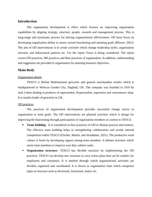 Organisation Development A Case Study of Tesco