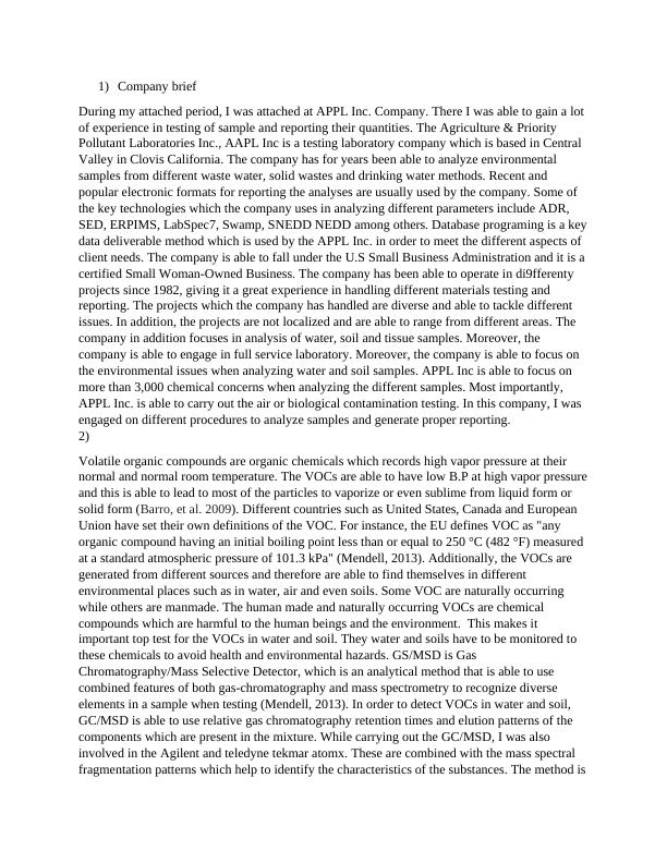 Testing for Volatile Organic Compounds in Water and Soil Methods and