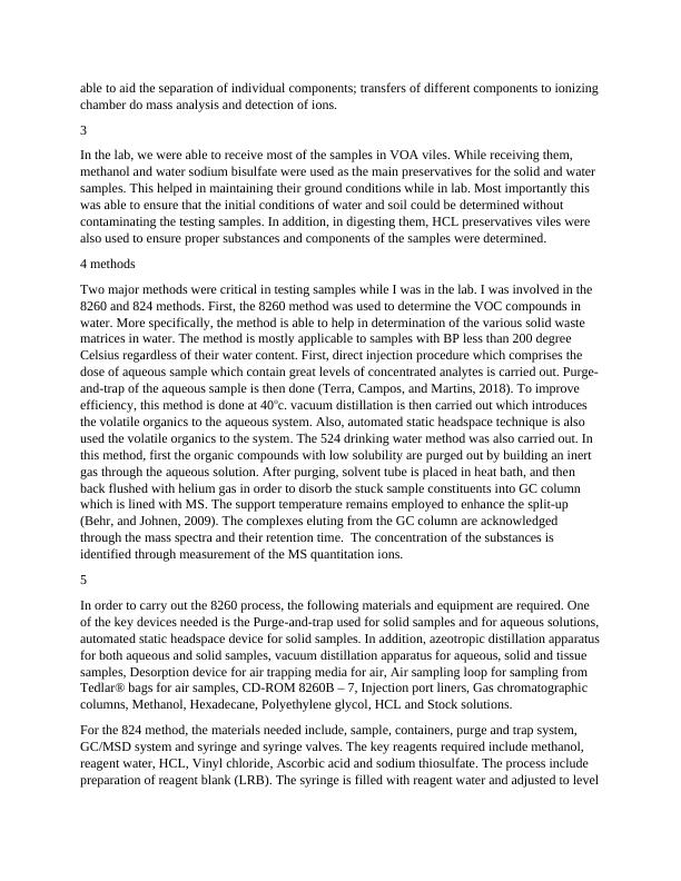 Testing for Volatile Organic Compounds in Water and Soil Methods and