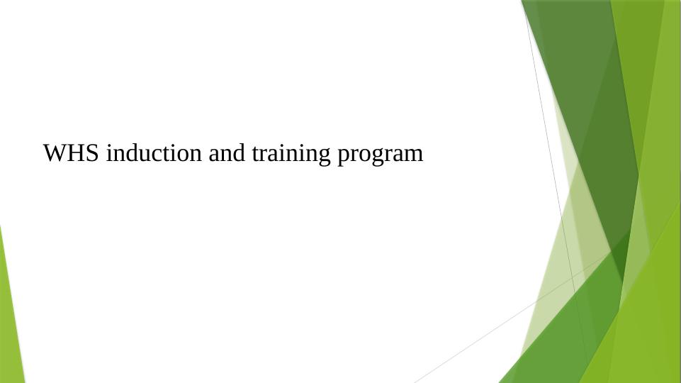 WHS Induction and Training Program for a Safe Workplace