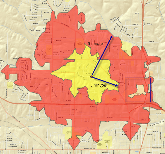 Drive time areas—ArcMap Documentation