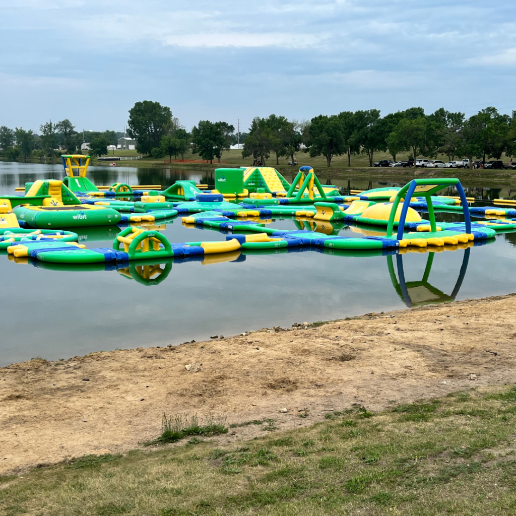 Floating Waterpark at Monticello Jellystone in Iowa