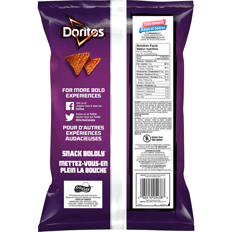 Doritos Bold BBQ Flavoured Tortilla Chips 235 g Dessert Advisor