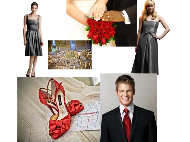 Red and Pewter PANTONE WEDDING Styleboard The Dessy Group