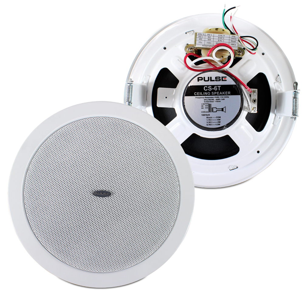 4x White Ceiling Speakers + Monacor 100v Amplifier Shop Announcement PA System eBay