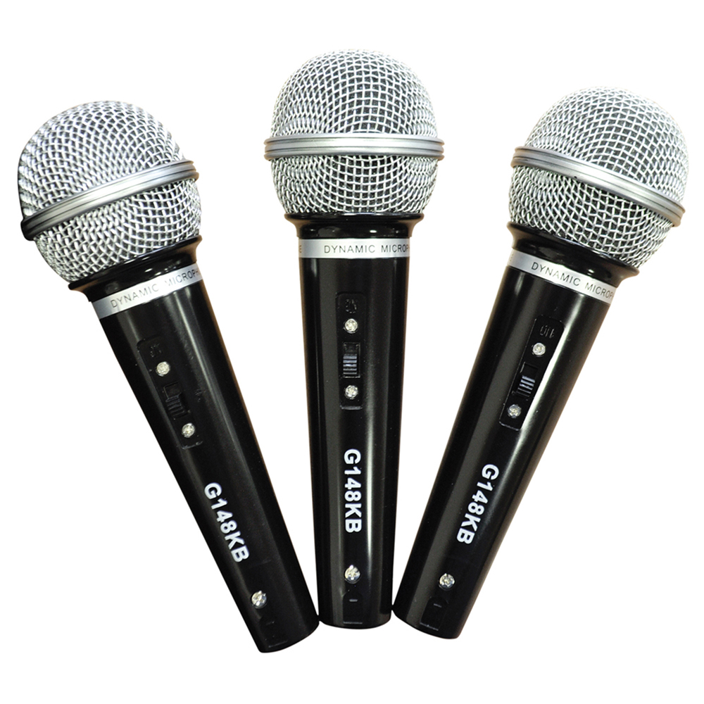 Dynamic Vocal Microphone Kit with 3 Plastic Microphones, Leads and
