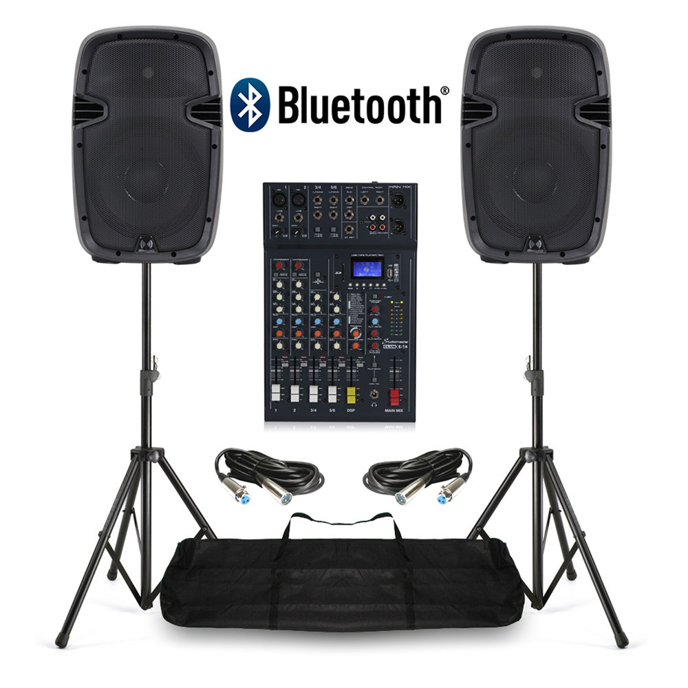Live Stage Sound PA Speaker System 6Ch Bluetooth DJ Mixer 800W Active