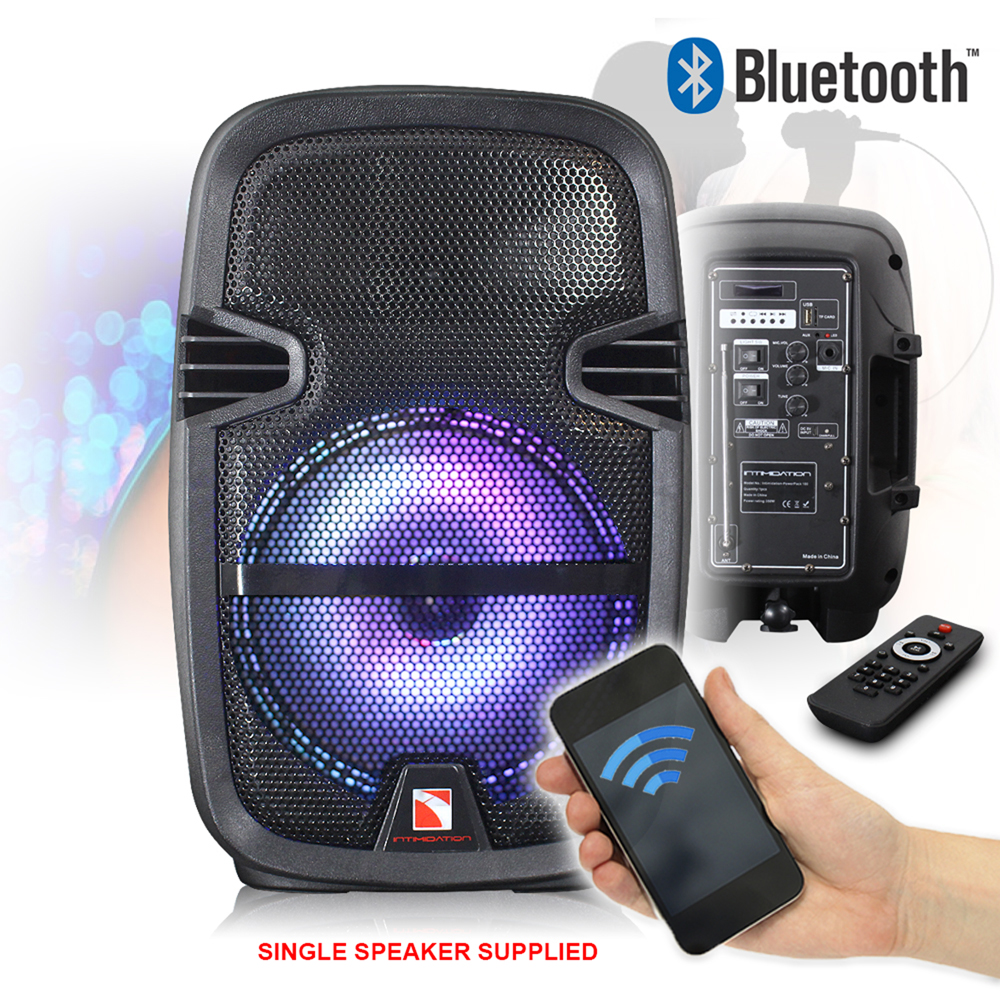 Battery Powered Bluetooth Active DJ Speaker 8" 350W Disco Party Lights