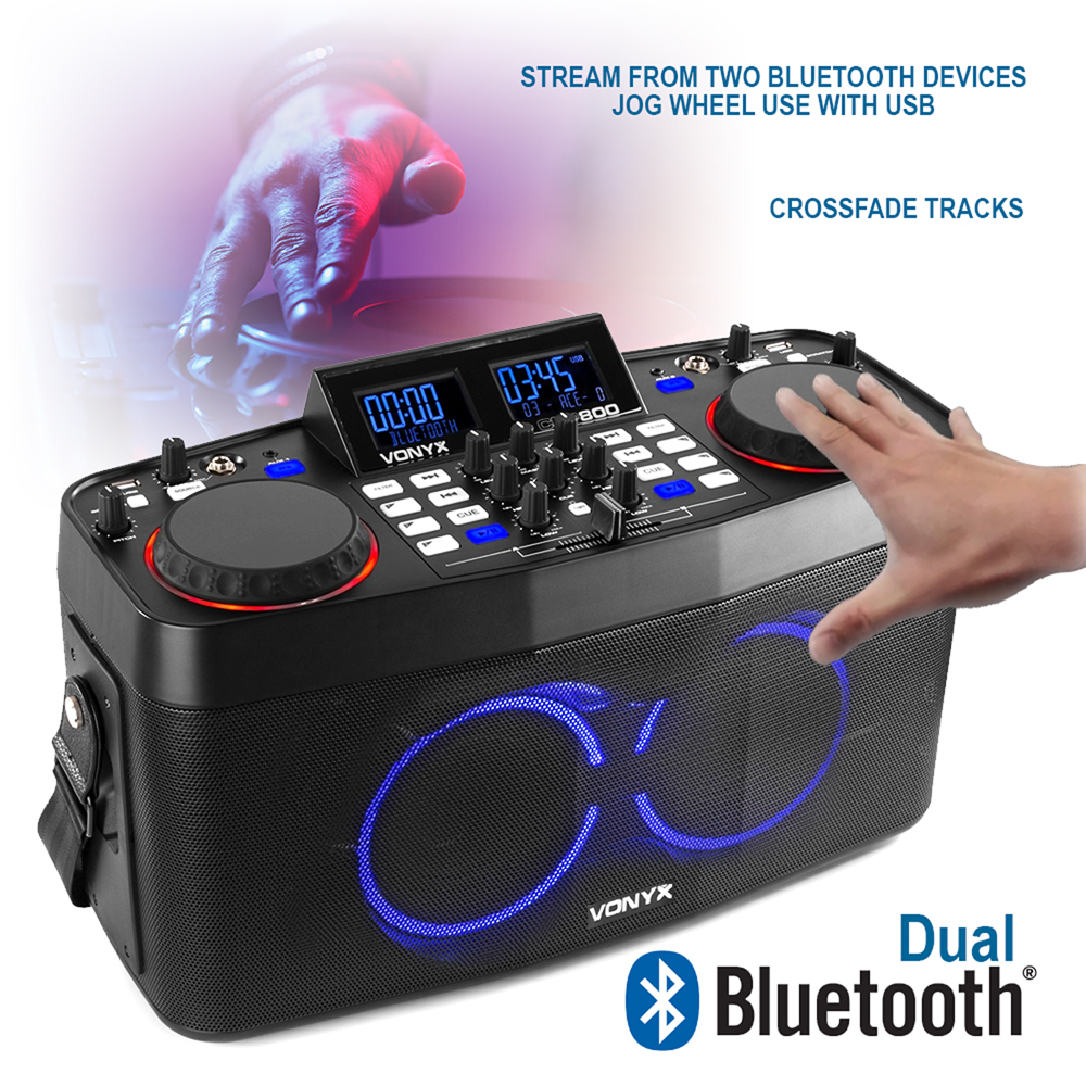 Starter DJ Mixer Station Speaker System Dual Bluetooth Audio Mixing