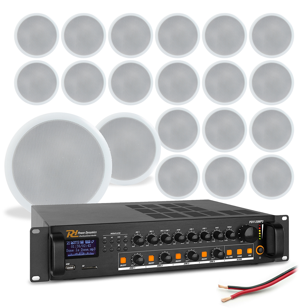 4Zone Ceiling Speaker System with PD CSPB5 5" Speakers & PDV120MP3