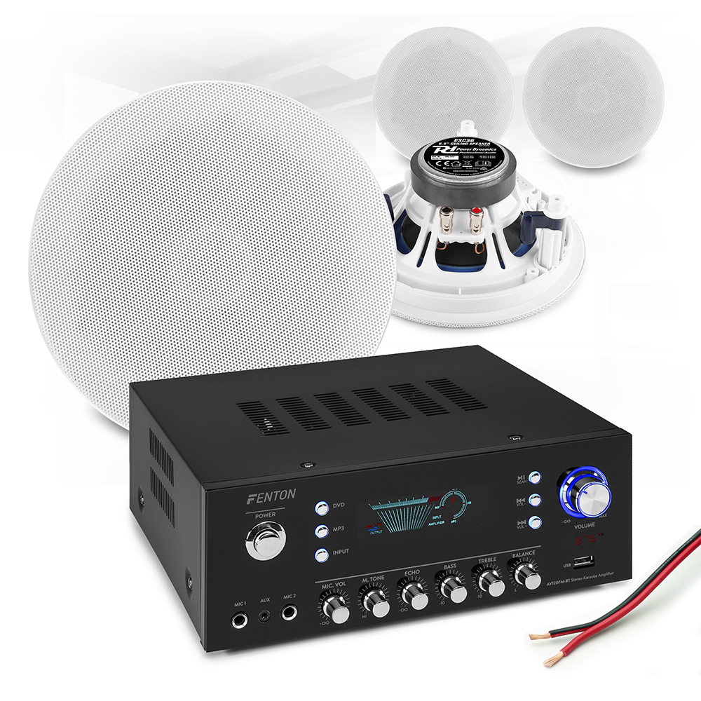 4x 6" Ceiling Speaker System with Bluetooth FM Amplifier Home HiFi
