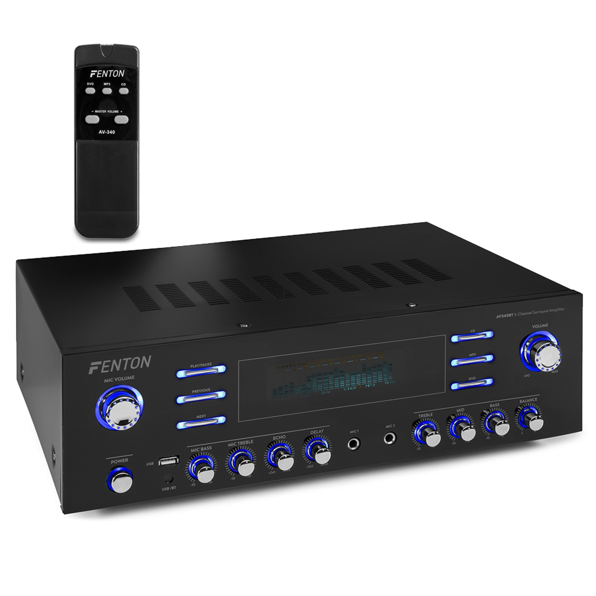 Surround Sound Home Cinema Amplifier Fenton AV340BT 5Channel 360W