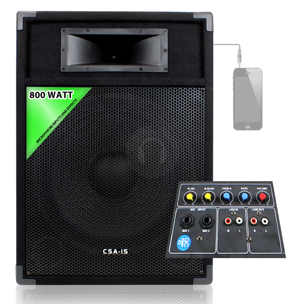 12" 15" Skytec Active Amp Karaoke DJ PA 2Way Speaker 600W 800W eBay