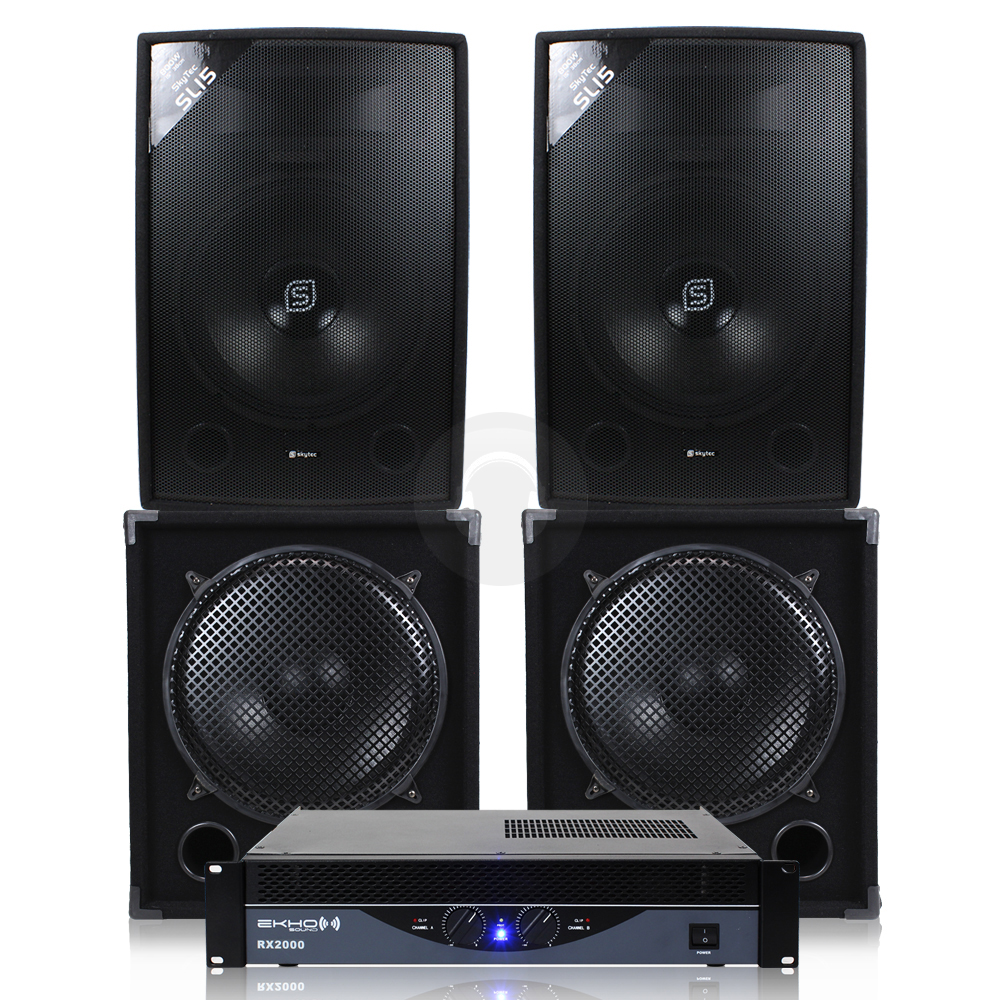 Cheap 2x Skytec 15" Speakers + 2x Subwoofers + Power Amplifier 3600W eBay