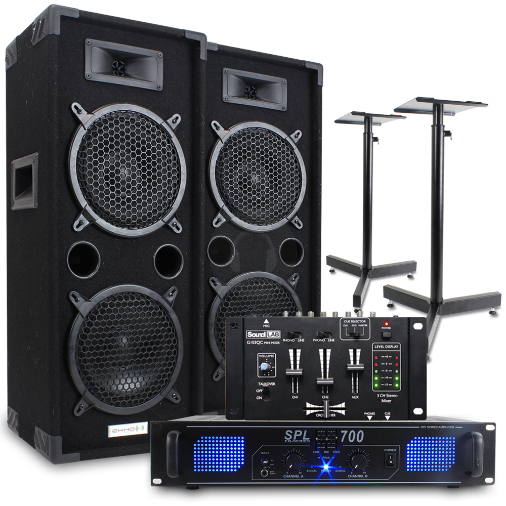 Big Party Speakers PA Amplifier Professional DJ Mixer Disco 1200W