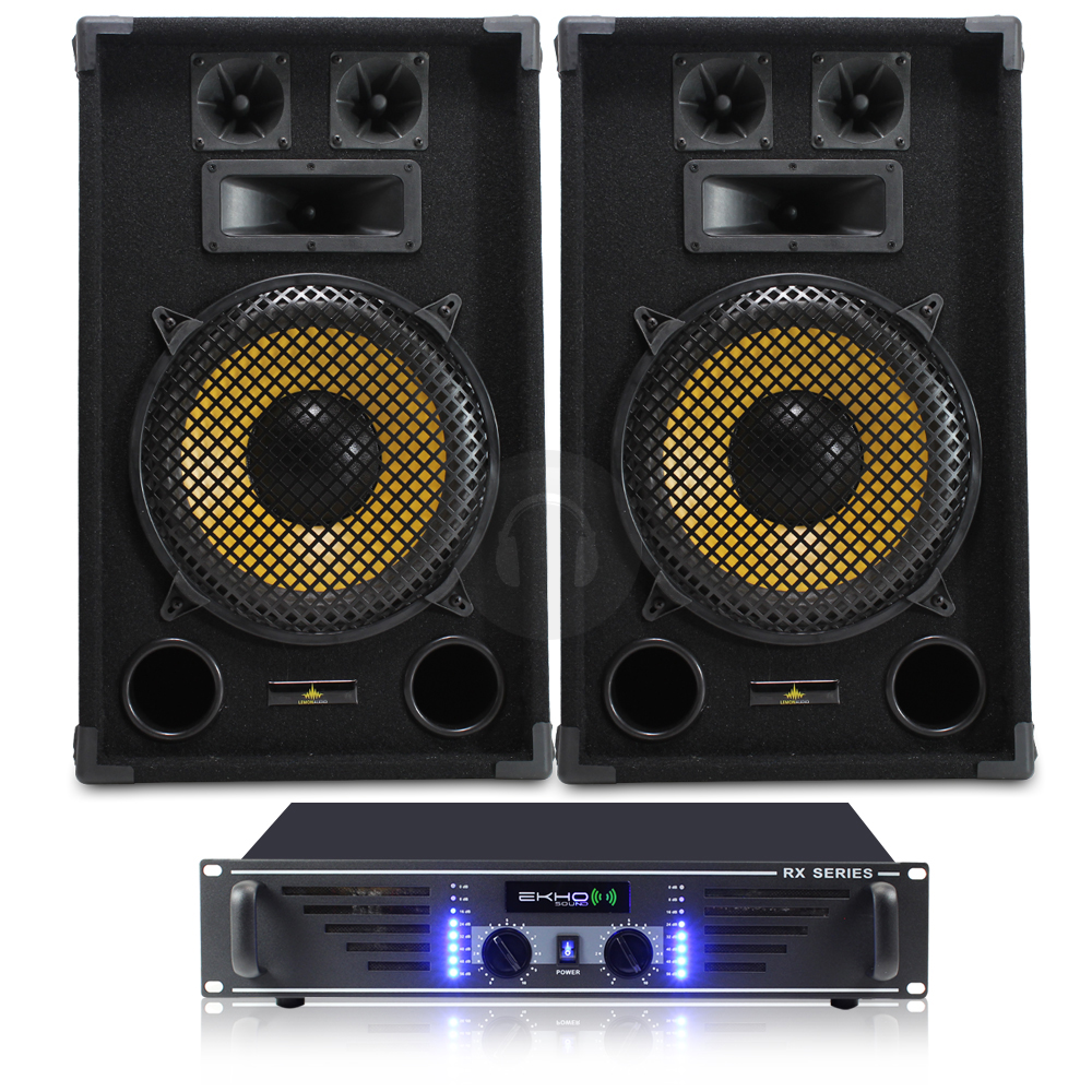 2x Lemon Audio 12" PA Speakers Disco Party Karaoke Amplifier Amp DJ
