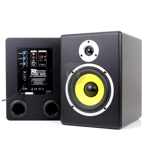 Pair Active 200W 6.5Inch DJ Home Recording Studio Monitor Kevlar Woofer