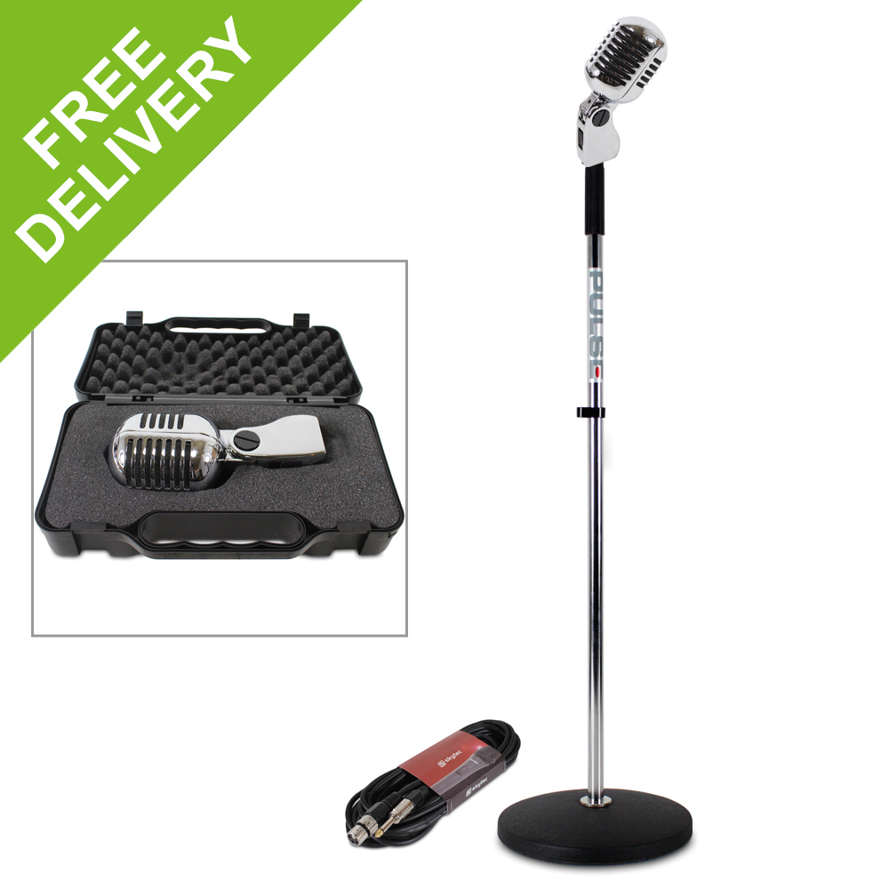 Retro 50s Karaoke Party Microphone Disco Vocal Mic Stand Stage Show