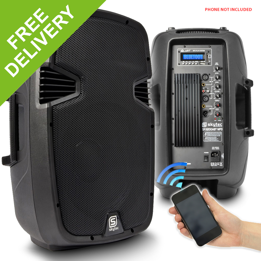 Pair Skytec Active Powered DJ Disco PA Speakers Wireless Bluetooth 12