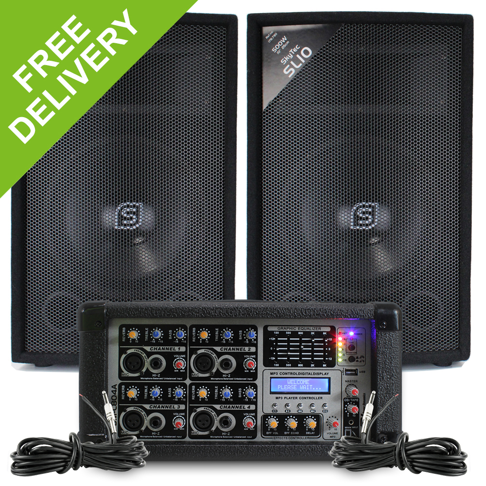 Complete Church PA System 200W 4Ch Mixer Amp Speakers House of Worship