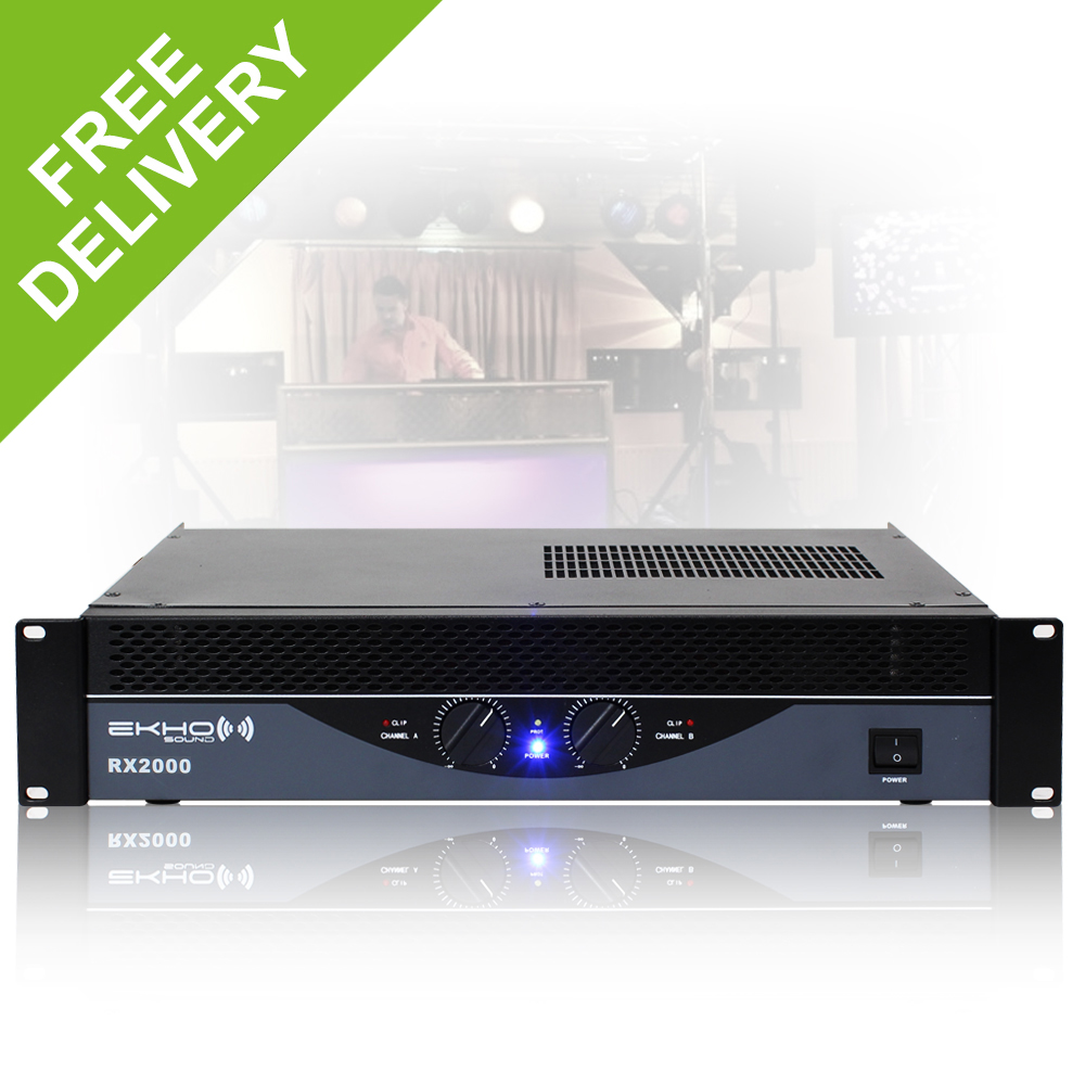 Ekho RX2000 2 Channel Power Amplifier Bridgeable DJ PA Amp 2000W 2U