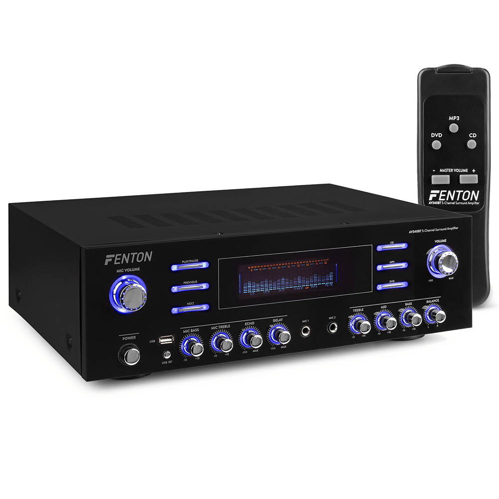 Surround Sound Home Cinema Amplifier Fenton AV340BT 5Channel 360W