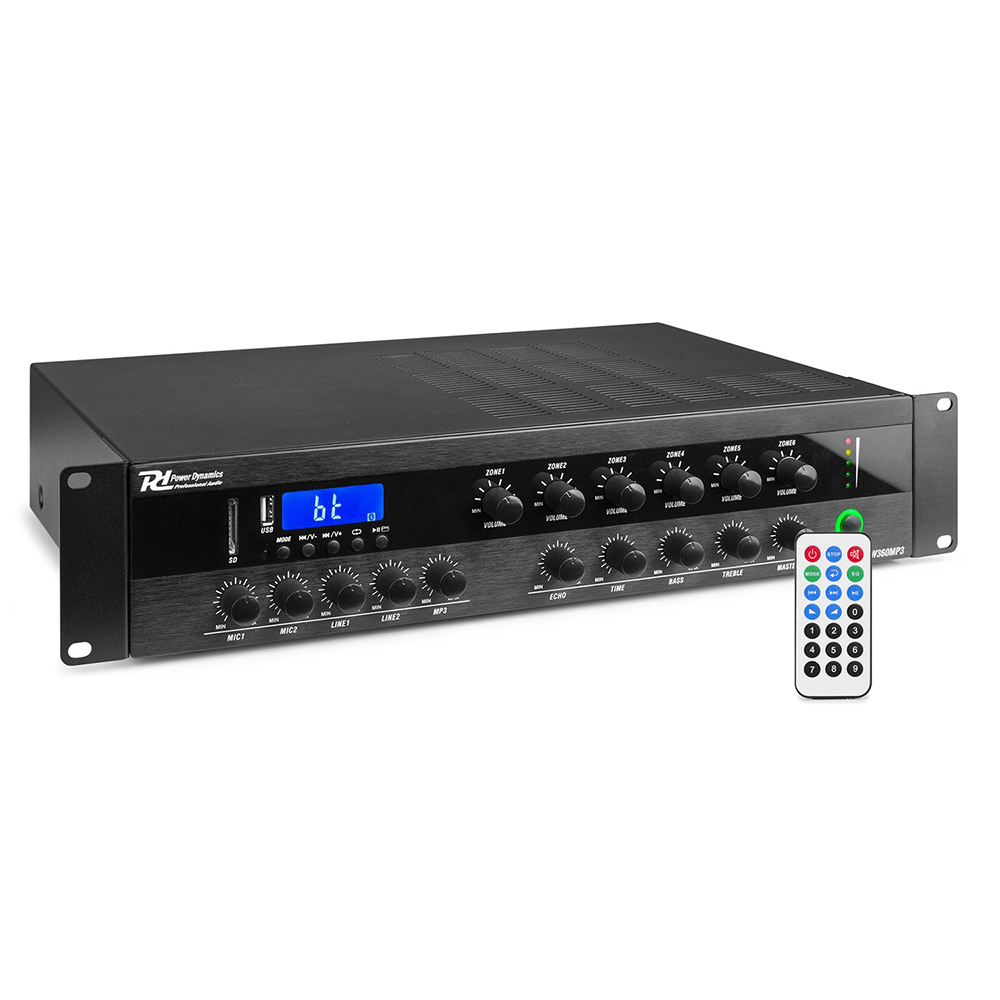 PD PDW360MP3 360W Multi Zone Mixer Amplifier 6 Zones, 100V