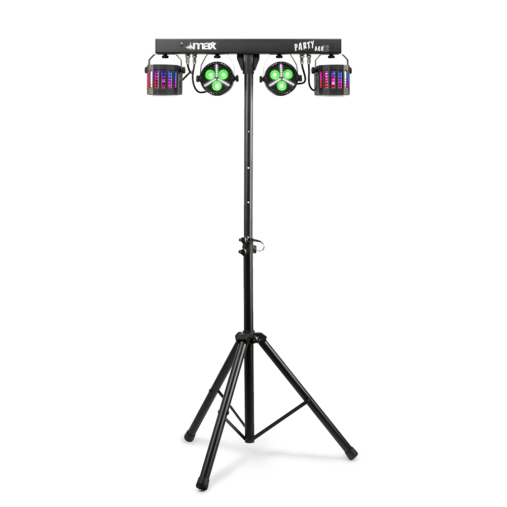 MAX PartyBar12 Disco Party Light Bar with Stand Derby, Par & Strobe