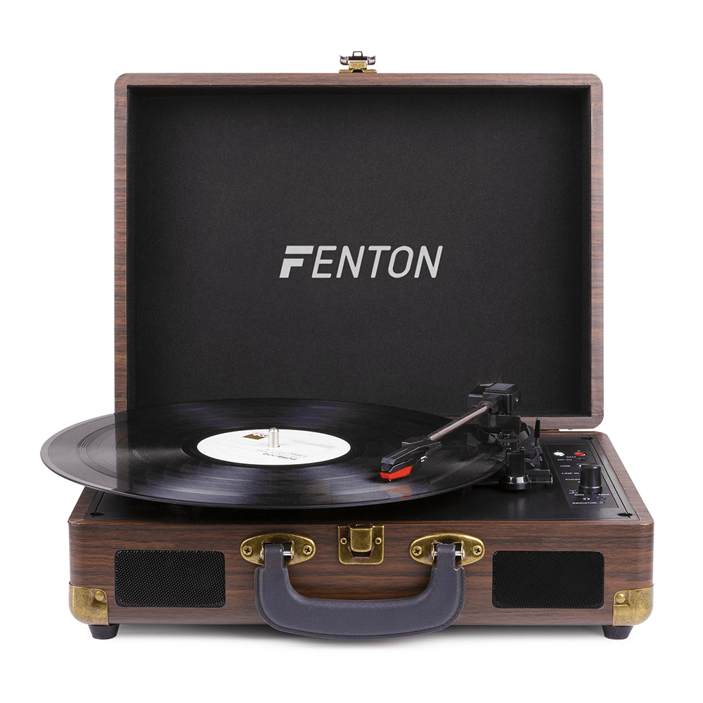 Dark Wood Briefcase Record Player with Bluetooth Fenton RP115B