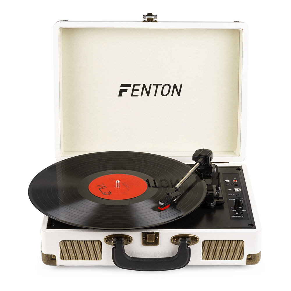 Briefcase Vinyl Player - Fenton RP115G - Creme PU Leather Finish