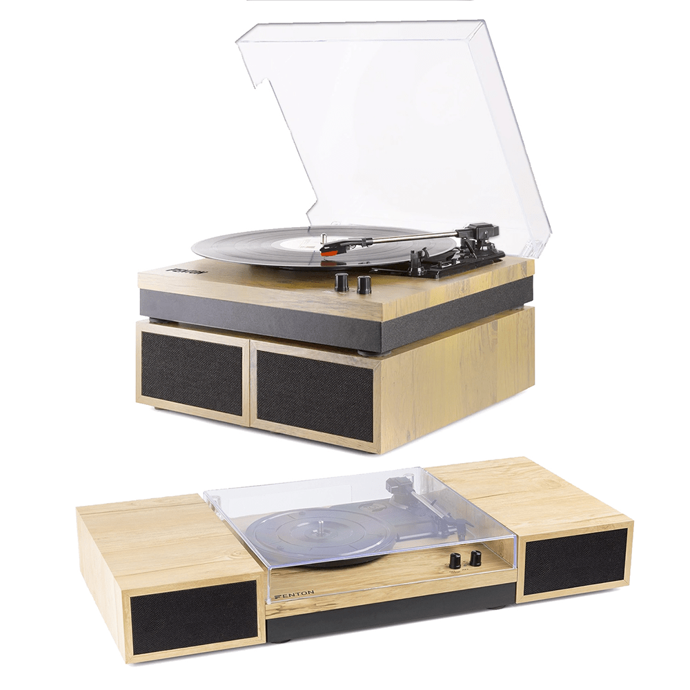 Vinyl Record Player With Speakers Fenton RP165L Light Wood Finish