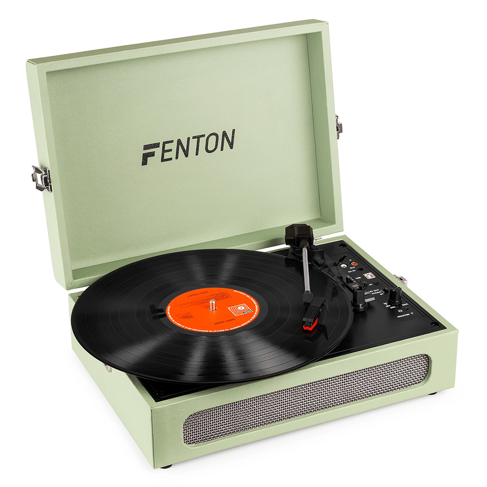 Fenton RP118C Briefcase Record Player with Bluetooth Output Green