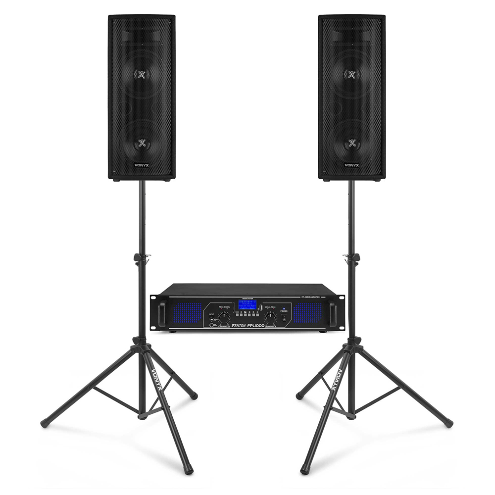 Vonyx SL28FPL DJ Sound System PA Speakers with Amplifier & Stands
