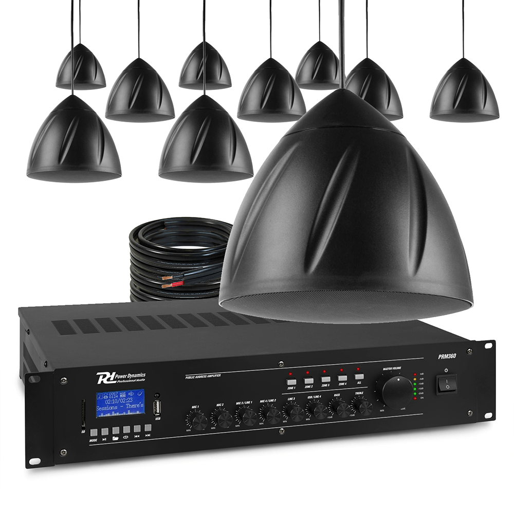 10 x 5.25" Black Commercial Pendant Speaker System
