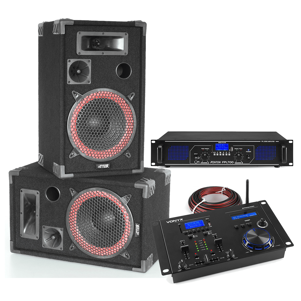 Beginner DJ Set 8" DJ Speakers, Amplifier & Bluetooth Mixer